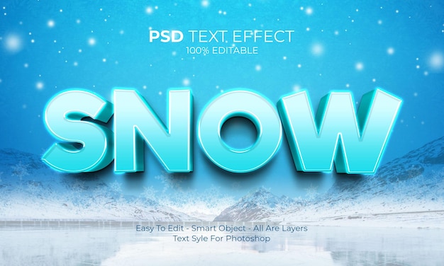 PSD snow 3d text effect