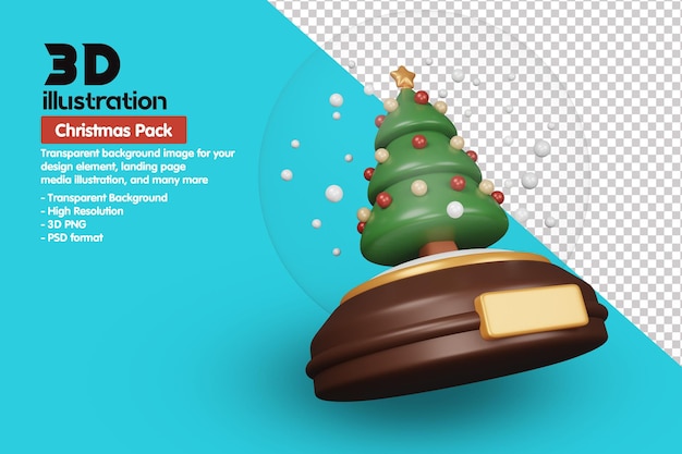 Snow ball christmas pack 3d icon illustration