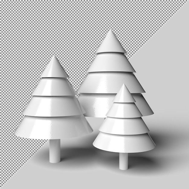 Mockup di rendering albero di natale neve isolato