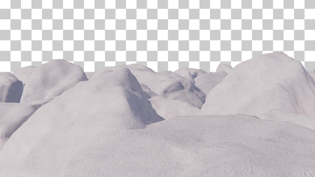 PSD rendering 3d di scena di pietra della scogliera di neve