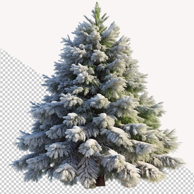 PSD Покрытое снегом хвойное дерево на прозрачном фоне