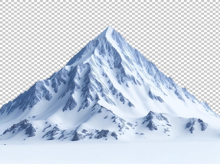 PSD snow covered mountain on transparent background generative ai