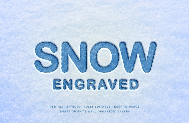 snow engraved 3d text style effect