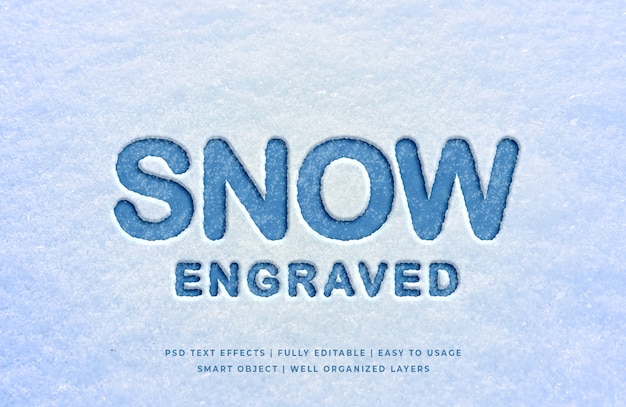 PSD snow engraved 3d text style effect