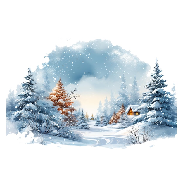 PSD Снег падает на изображение иконы дерева кристамас