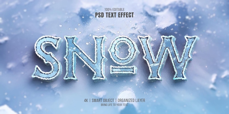 PSD snow frozen ice text effect