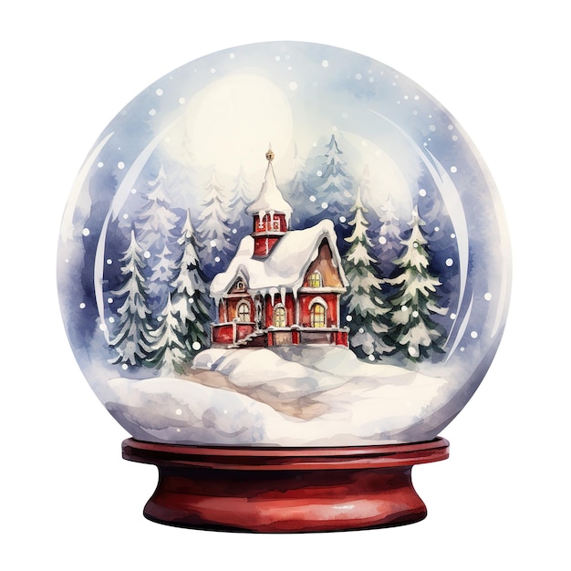 Snow globe for christmas event watercolor style ai generated