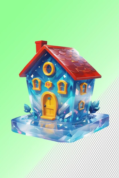 PSD a snow globe with a house on it