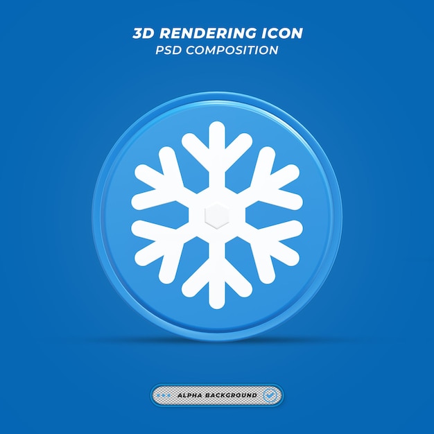 PSD snow icon in 3d rendering