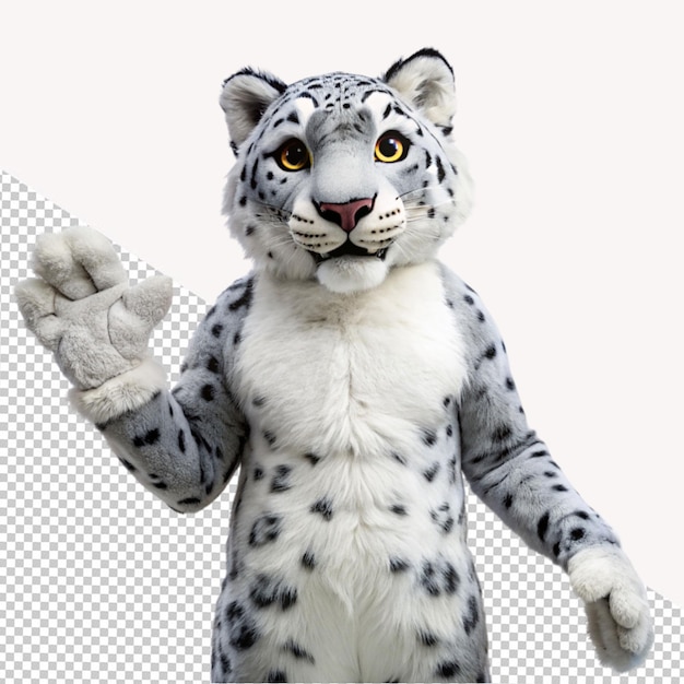 PSD snow leopard moscot funny on transparent background