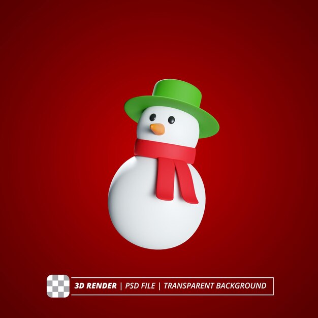 PSD snow man 3d render izolowane obrazy