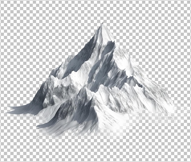 Snow mountain isolated on white background 3D illustration ice glacier mountain on png background