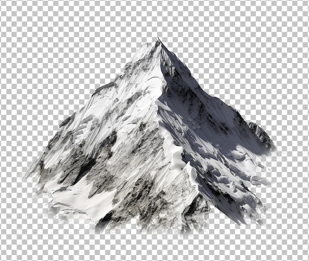 PSD snow mountain isolated on white background 3d illustration ice glacier mountain on png background