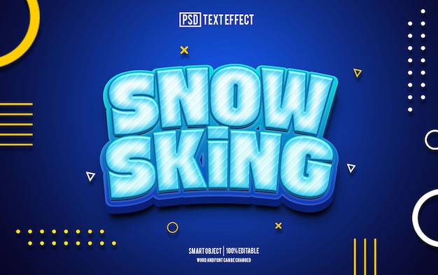snow skiing text effect font editable typography 3d text