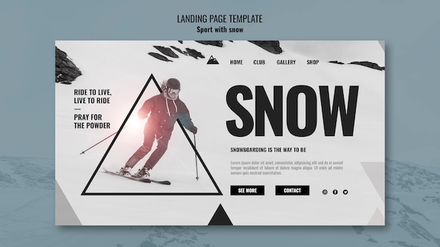 Progettazione di sport sulla neve del design della pagina di destinazione