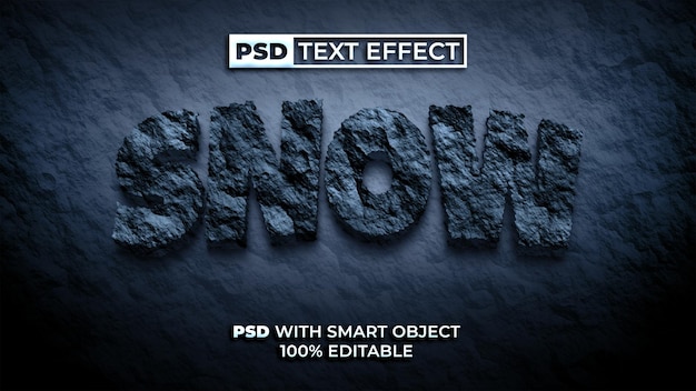 Snow text effect stone texture style Editable text effect