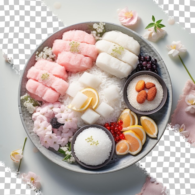 PSD 스노우 화이트 라이스 케이크 (snow white rice cake) 는 한국 음식의 일종으로 투명한 배경