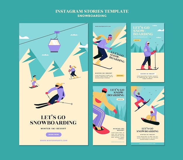 Snowboarden instagram verhalen ontwerpsjabloon