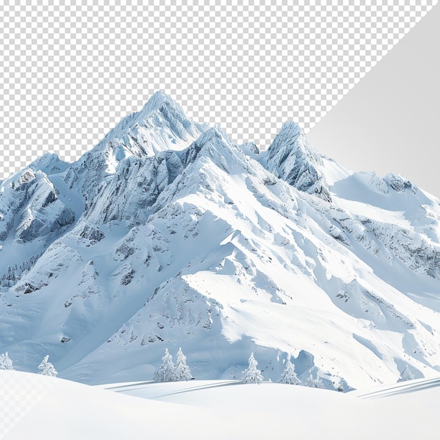 PSD 白い背景で孤立した雪に覆われた山