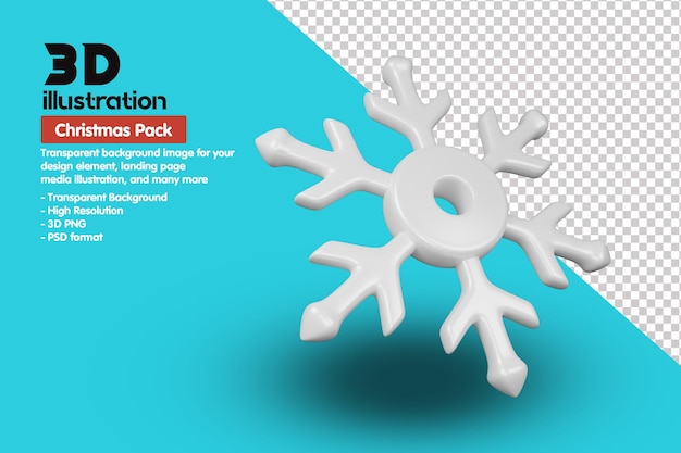 PSD snowflake christmas pack 3d icon illustration