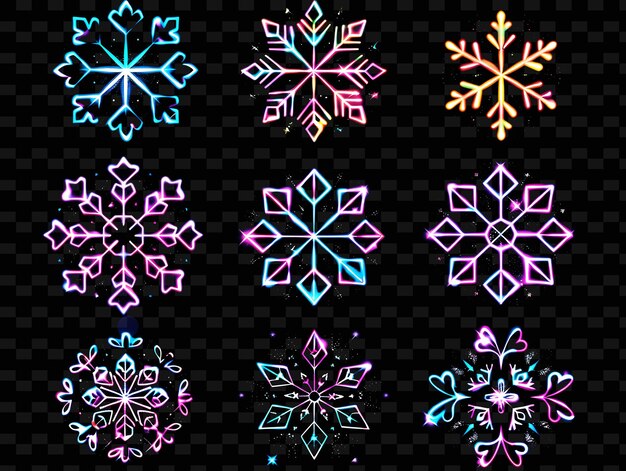 PSD snowflake lights on a black background