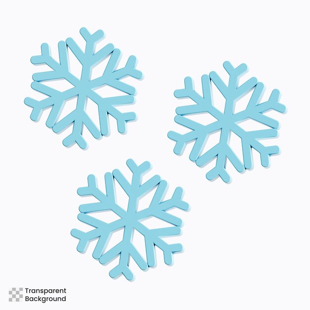 PSD snowflakes 3d icon illustrations