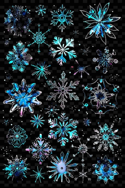 PSD snowflakes are displayed on a black background