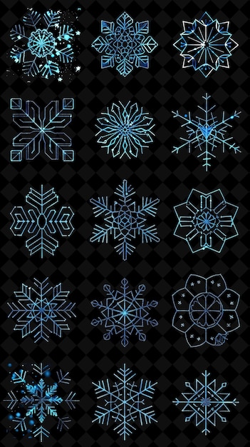 PSD snowflakes on a black background