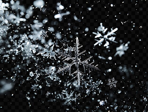 PSD snowflakes on a black background