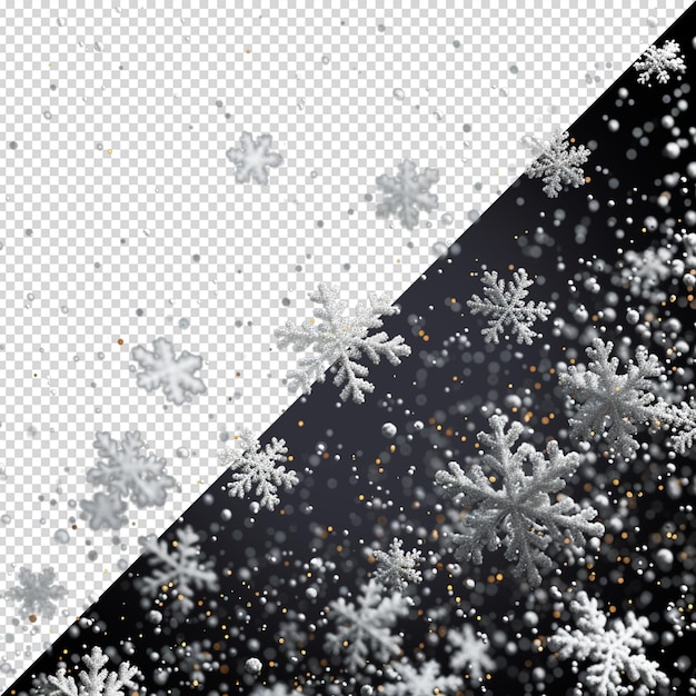 PSD snowflakes on a black background