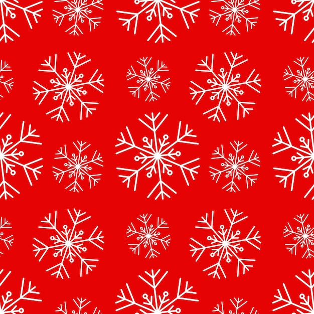 snowflakes on red background repeating raster pattern