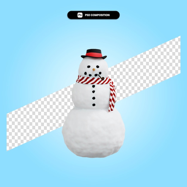 Snowman christmas 3d render illustration isolated