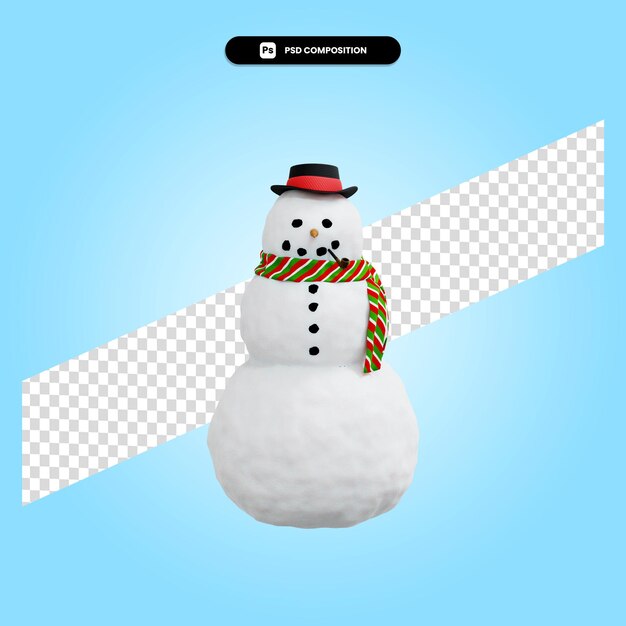 Snowman christmas 3d render illustration isolated