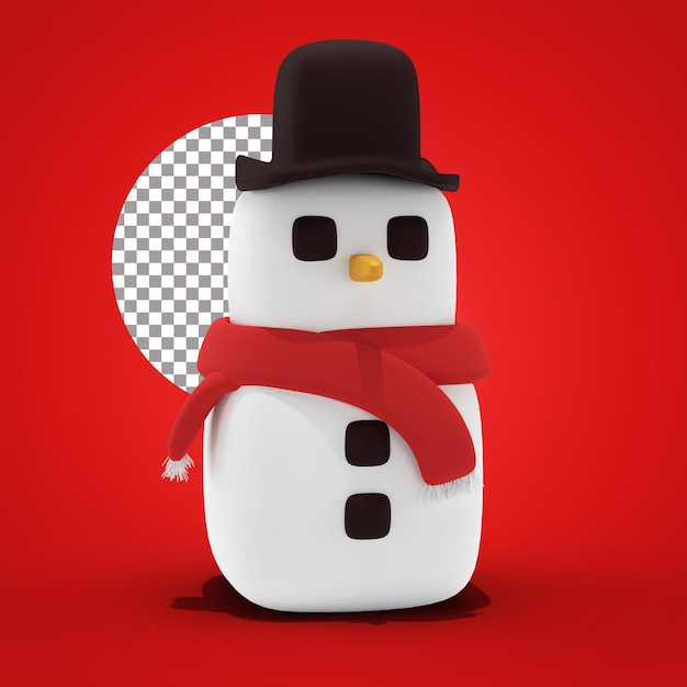 PSD 雪だるまのクリスマスデコレーション3dレンダリング