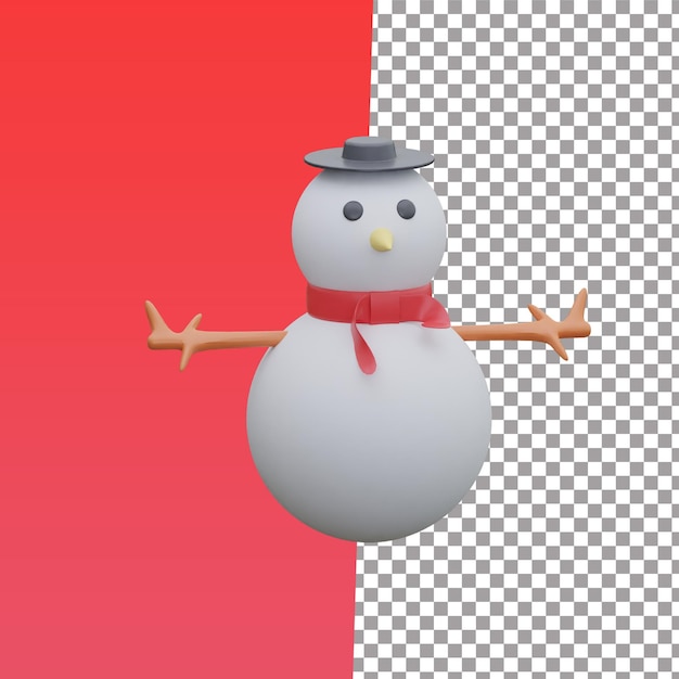 Snowman christmas icon isoled white backgroung 3d rendering