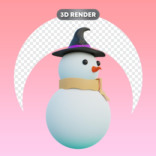 PSD snowman christmas magic hat left side 3d object