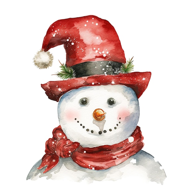 PSD snowman head for christmas event watercolor style ai generated