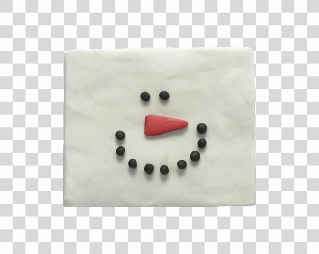 Snowman icon face smile made of plasticine for gift tag, t-shirt print, Christmas greeting card