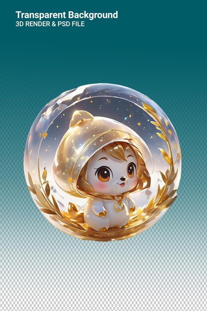 PSD a snowman is sitting in a bubble with a cat on it