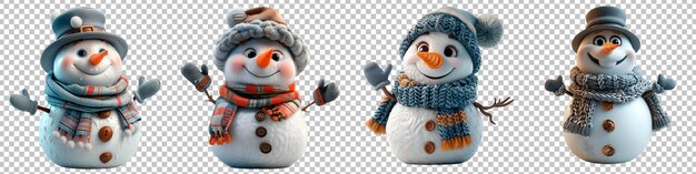 PSD snowman machający w animacji 3d izolowany na przezroczystym tle