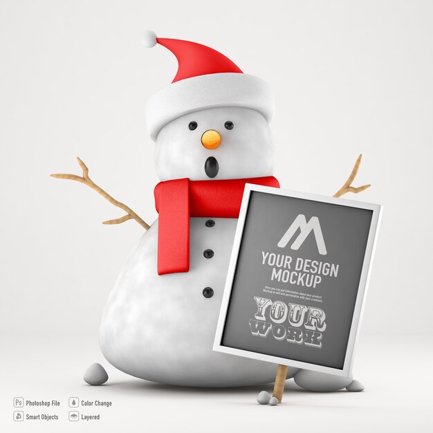 PSD snowman mockup isolated