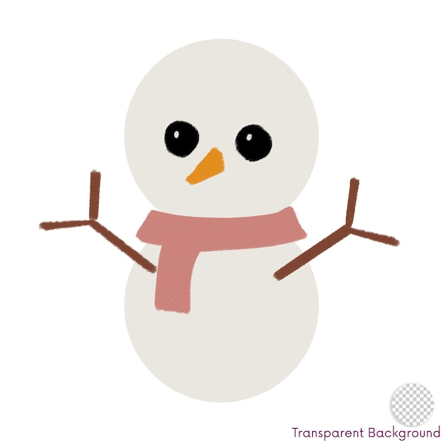 Snowman Red Scarf Orange Nose Christmas Illustration