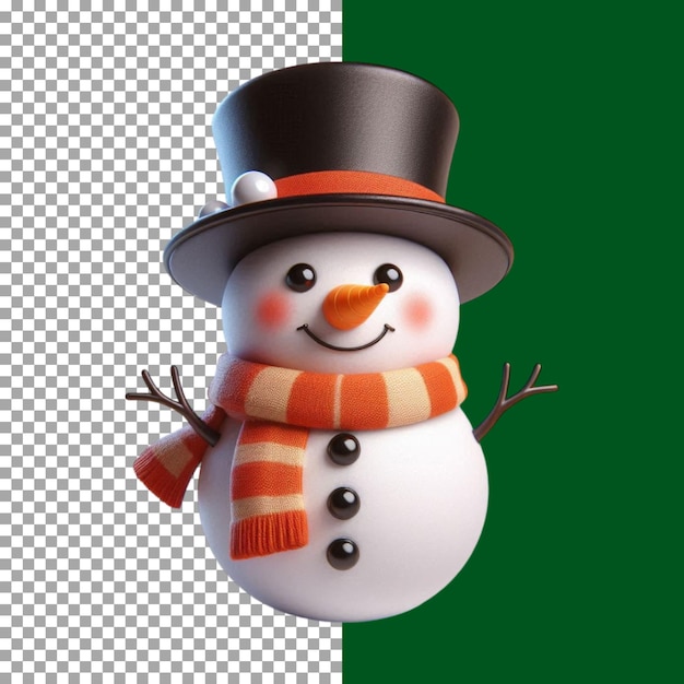 a snowman with a black top hat festive snowman illustration with transparent background