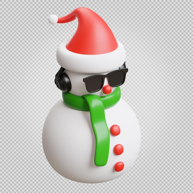 PSD snowman with christmas decoration 3d