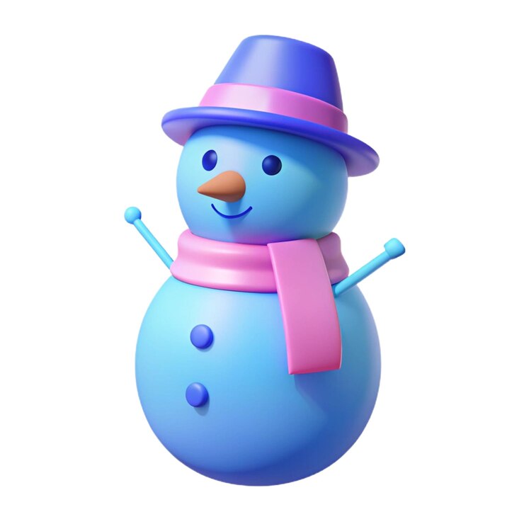 PSD a snowman with a pink hat and a pink scarf