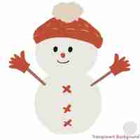 PSD snowman with red gloves and hat christmas illustration