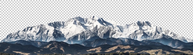 PSD cime di montagne innevate su uno sfondo trasparente