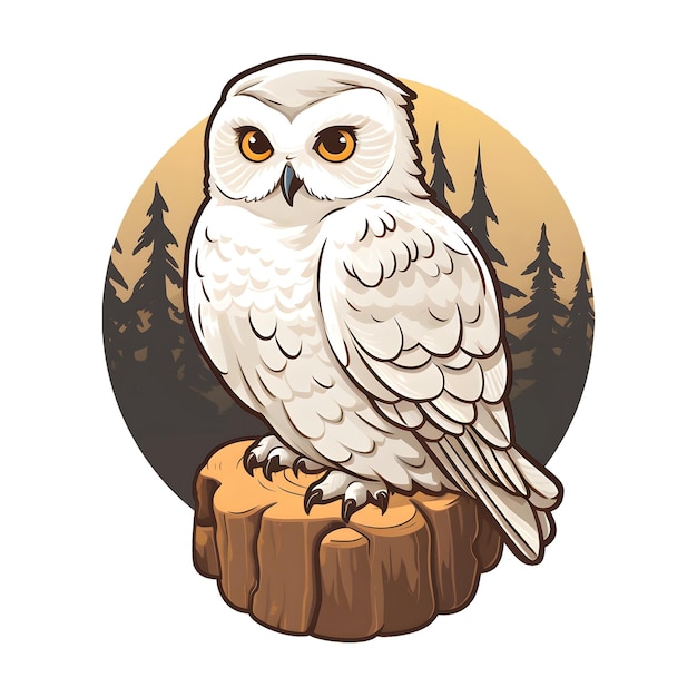 PSD snowy owl in arctic forest on transperent background arctic bird in natural habitat