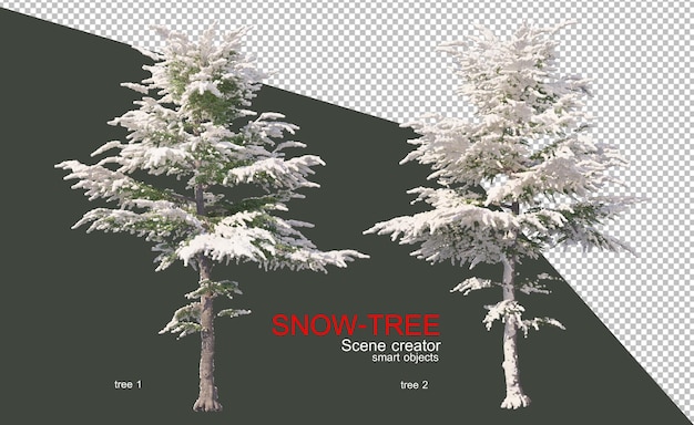 PSD 冬の雪に覆われた木々