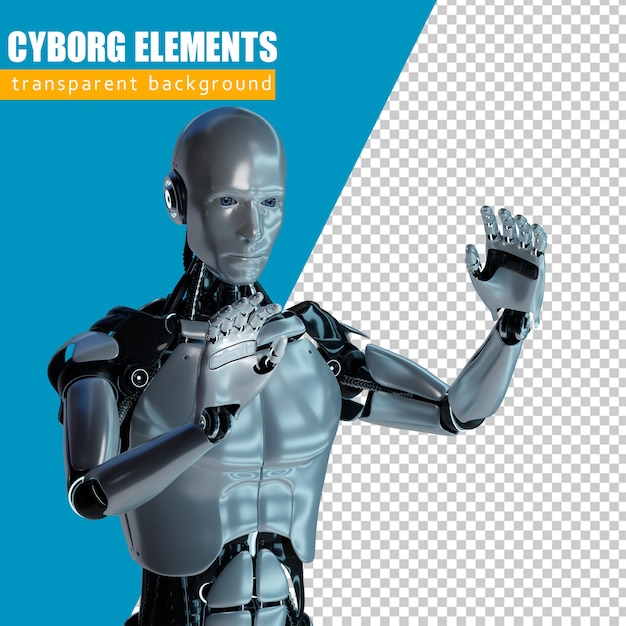 Snygg stilig cyborg. Futuristisk man. 3D-rendera robot